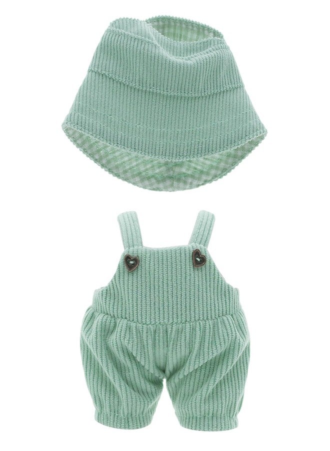 Etistta 6.7 inch Doll Clothes with Hat, Corduroy Bib Pants Overalls for 17cm Doll Accessories Outfits (Green) - Image 1